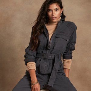 Banana Republic Orca Grey cotton twill jumpsuit Size 4